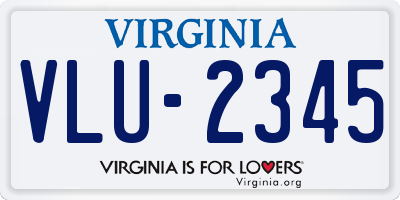 VA license plate VLU2345