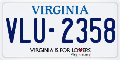 VA license plate VLU2358