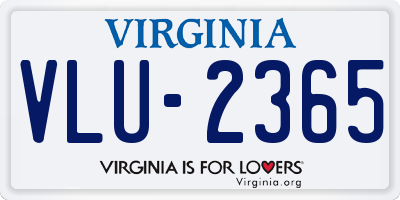 VA license plate VLU2365