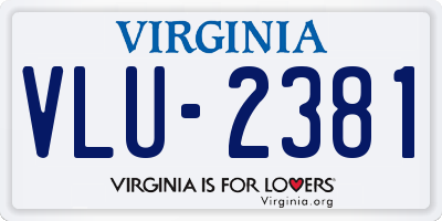 VA license plate VLU2381