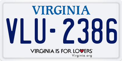 VA license plate VLU2386