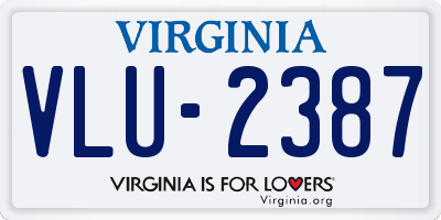 VA license plate VLU2387