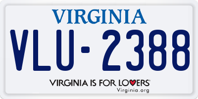 VA license plate VLU2388