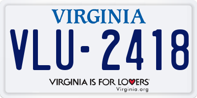 VA license plate VLU2418