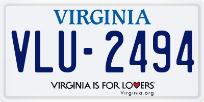 VA license plate VLU2494