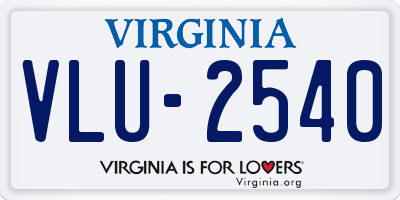VA license plate VLU2540