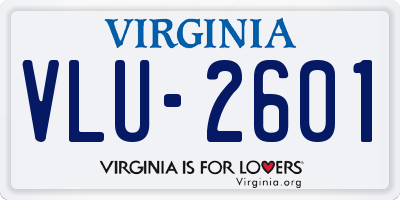 VA license plate VLU2601
