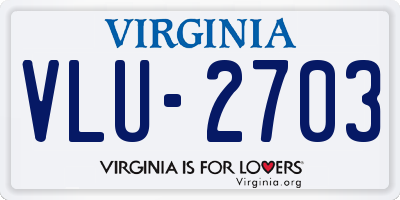 VA license plate VLU2703