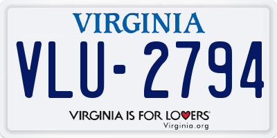 VA license plate VLU2794