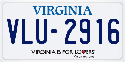 VA license plate VLU2916