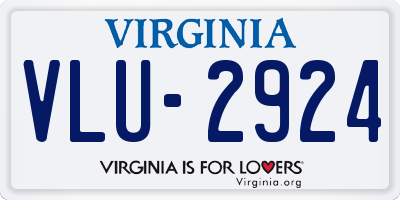 VA license plate VLU2924
