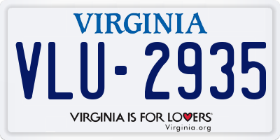 VA license plate VLU2935