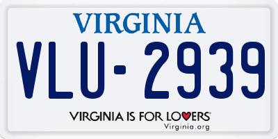 VA license plate VLU2939