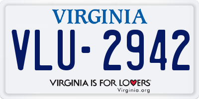 VA license plate VLU2942