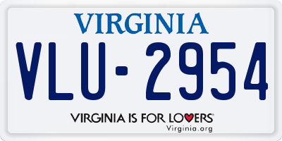 VA license plate VLU2954