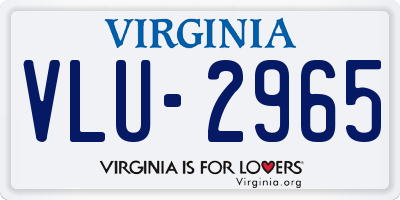 VA license plate VLU2965