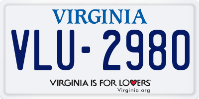 VA license plate VLU2980