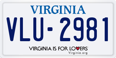 VA license plate VLU2981