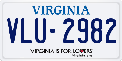 VA license plate VLU2982