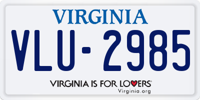 VA license plate VLU2985