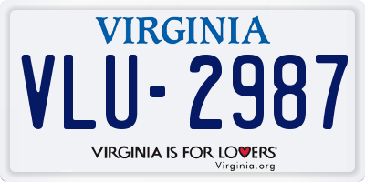 VA license plate VLU2987