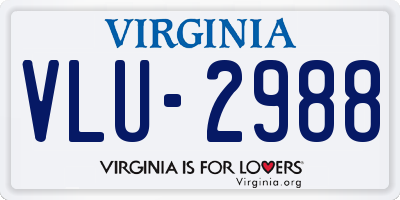 VA license plate VLU2988