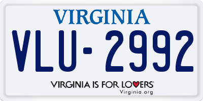 VA license plate VLU2992