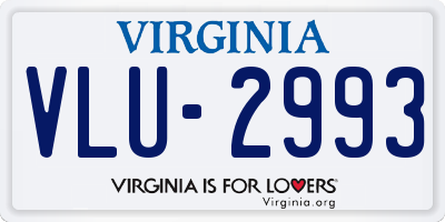 VA license plate VLU2993