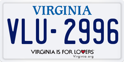 VA license plate VLU2996