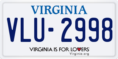 VA license plate VLU2998
