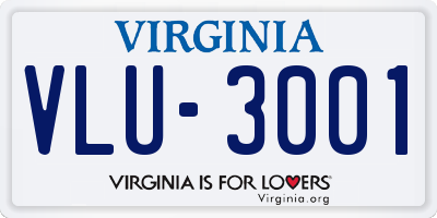 VA license plate VLU3001