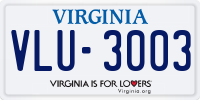 VA license plate VLU3003