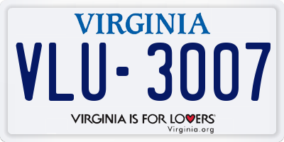 VA license plate VLU3007