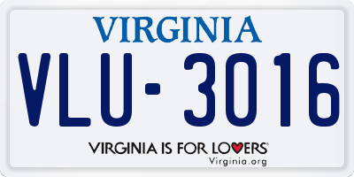 VA license plate VLU3016