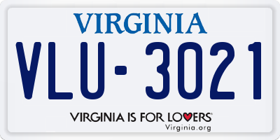 VA license plate VLU3021