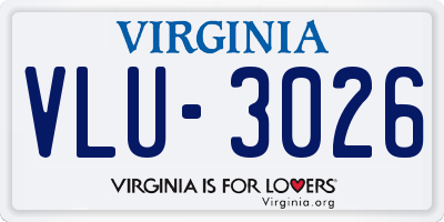 VA license plate VLU3026