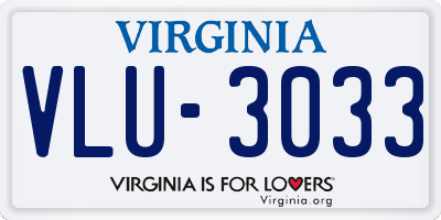 VA license plate VLU3033