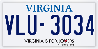 VA license plate VLU3034