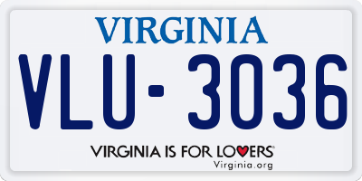 VA license plate VLU3036