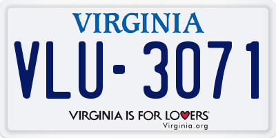 VA license plate VLU3071
