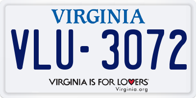 VA license plate VLU3072