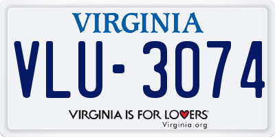 VA license plate VLU3074