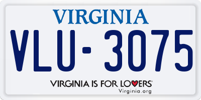 VA license plate VLU3075