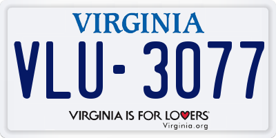 VA license plate VLU3077