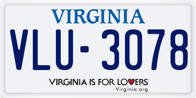 VA license plate VLU3078