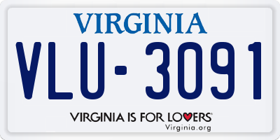 VA license plate VLU3091