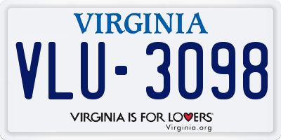 VA license plate VLU3098