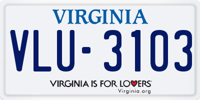 VA license plate VLU3103