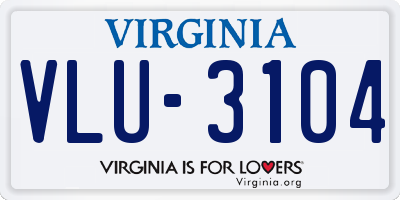 VA license plate VLU3104
