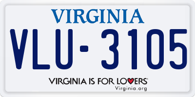 VA license plate VLU3105